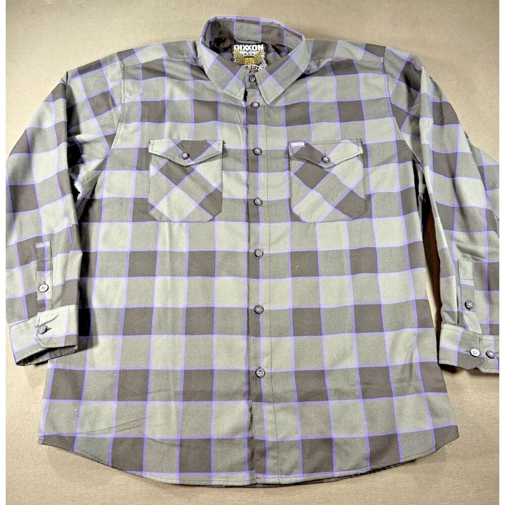 Dixxon Flannel Shirt Men's 3x The Gift Gray Purple Plaid L/S Button Down